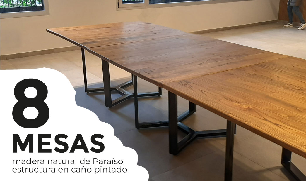 decoracion de sum y unidades con barras y mesas en madera natural 2