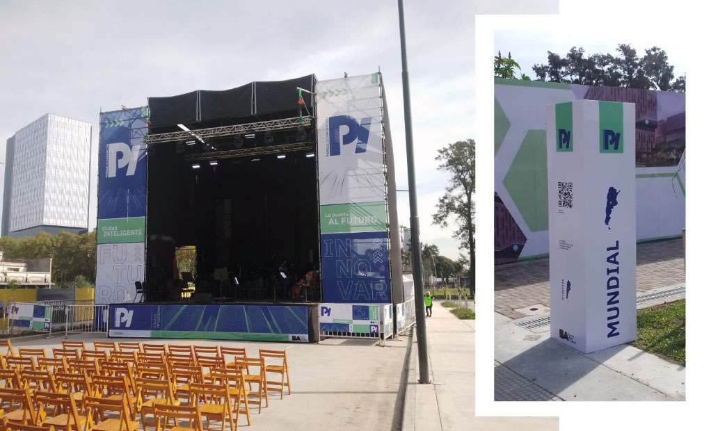 tensado de lonas en bastidores para evento en parque de innovacion 4